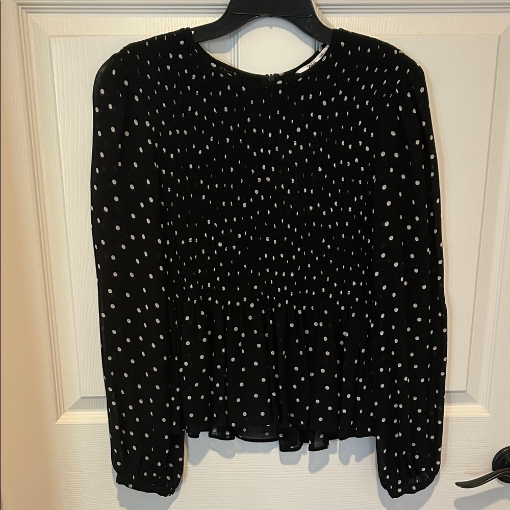 Zara Black Blouse with White Dots
